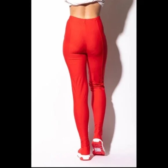 Red All In One Lycra Stretch Legging Sneakers Pants - Picture 4 of 5